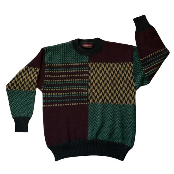Pardue Other - Vintage Mexican Wool Patchwork Sweater Made in Mexico Size M 90s Pullover